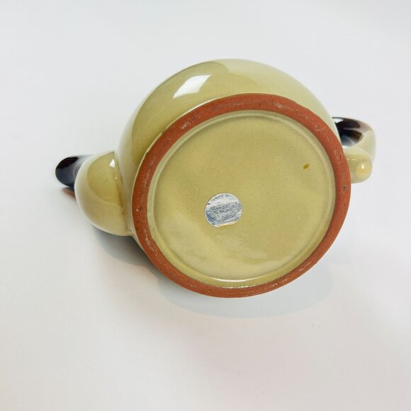 Vintage Brown Beige Ceramic Teapot With Lid Adorned Relic Farmhouse Decor - Picture 4 of 6